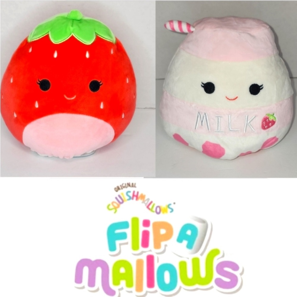 NWT FlipAMallows Scarlet the Strawberry and Amelie the Milk